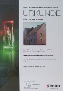 Urkunde Deutscher Fassadenpreis